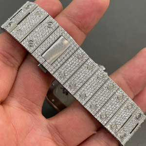 30 Carat VVS Diamant Montre À Quartz De Luxe Superlatif Montre De Business Glacé Analogique En Acier Inoxydable De Haute Qualité Fabricant Indien - Product Image 3