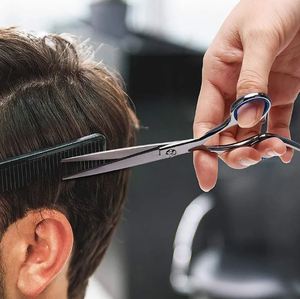 กรรไกรตัดหนวดสำหรับร้านตัดผมและหนวดเคราแบบมืออาชีพทำจากสแตนเลสพร้อมที่วางนิ้วแบบคงที่กรรไกรตัดผมขวา6" - Product Image 4