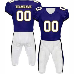 เสื้อและกางเกงอเมริกันฟุตบอลแบบสั่งทำขายส่ง ระบายอากาศ แห้งเร็ว แขนสั้น 100% โพลีเอสเตอร์ สำหรับผู้ใหญ่ - Product Image 1