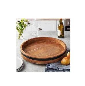 Fabricante hecho a mano de madera de acacia Lazy Susan, vajilla de cocina personalizable, plato para servir comida, organizador de madera elegante - Product Image 4