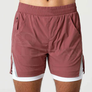 High Street Style Hommes Double Couche Shorts Couleur Personnalisée Solide Motif Élastique Mi Coton Tissu-Usine Fabrication Conception - Product Image 1