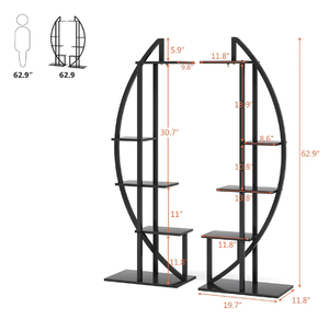 5-<b>Tier</b> Wooden <b>Plant</b> Flower Display <b>Stand</b> Pack of 2 Metal Floor Condition Usage - Product Image 3