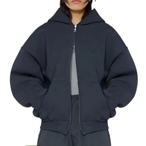 Sudadera con capucha recortada de alta calidad para hombre, sudadera con cremallera completa, sudaderas con capucha y cremallera completa con cara de lana personalizada - Product Image 4