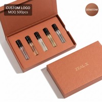 Boîte d'emballage personnalisée pour échantillons de parfum de 2 ml, coffret découverte, 5 flacons, boîte cadeau en papier, logo OEM, MOQ 500