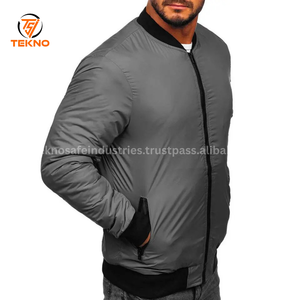 Chaqueta de bombardero informal con parches de logotipo personalizado de calle principal para hombre, chaquetas de bombardero de piloto ligeras a prueba de viento con cuello acanalado informal, servicio OEM - Product Image 2