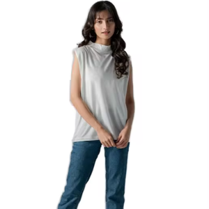 Camiseta sin mangas atlética de gimnasio de secado rápido para mujer OEM 5% Spandex 95% poliéster con dobladillo curvo y decoración de logotipo Top de gimnasio para mujer - Product Image 1