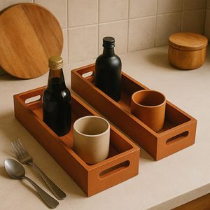 Bandeja de Servicio de Madera MDF de Primera Calidad, Decoración para el Hogar y el Desayuno, Decoración Natural para Servir, Disponible para Restaurantes y Cafeterías - Product Image 3