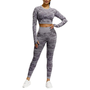 Femmes haute élasticité grande taille ensemble de vêtements de sport de gymnastique courte longueur Yoga soutien-gorge respirant Leggings haute qualité écologique solide - Product Image 4