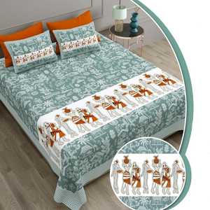 Stylish Quality Cotton 3 PCS Bedsheet Set Solid Floral Print Classic Style <b>Comfortable</b> and Great for Gifting - Product Image 2