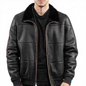 Chaqueta Bomber de Invierno para Hombre, de Cuero Genuino de Alta Calidad, Impermeable, con Cuello Alto, Logotipo Frontal, de Secado Rápido y Transpirable - Product Image 2