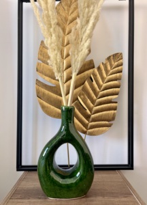 Verde Esmeralda Artesanal Art Deco Design Vaso De Cerâmica Tabletop Item Decorativo - Product Image 3
