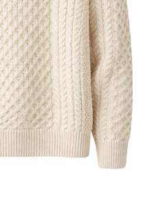 Manufacturer Customized Mens Quarter Zip <b>Cable</b> <b>Knit</b> <b>Sweater</b> White Textured Pattern High Neck Warm Winter Pullover OEM - Product Image 6