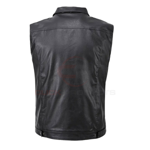 Chaleco de Cuero PU para Hombre, Transpirable, de Color Sólido, con Bolsillo Cinco-Dimensional, Resistente al Viento, de Alta Calidad, al Mejor Precio - Product Image 2