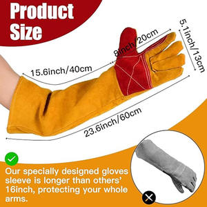 Guantes de seguridad industrial de alta resistencia de calidad superior Retardante de llama reforzado de cuero de vaca para soldar Lucha contra incendios - Product Image 2
