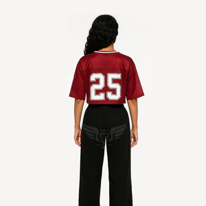Maillot de football rétro américain en maille pour femme, col en V, court, couleur marron, style moderne OEM - Product Image 4