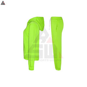 OEM Custom Winter Solid Two-Piece Short Set Breathable <b>Fleece</b> <b>Lining</b> Knee-Length Zip-Up <b>Jacket</b> Elastic Waist Sweatpants Casual - Product Image 2