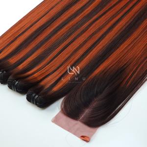 Genius Weft Luxury Vietnamese Raw Virgin Hair Super Bone Straight Silky Piano Style Extensiones de cabello humano alineadas con cutícula - Product Image 5