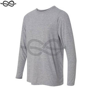 T-shirt à manches longues personnalisable pour homme, en polyester/coton tissé, séchage rapide, compression, taille 2XL, gris sport, pour la salle de sport - Product Image 3