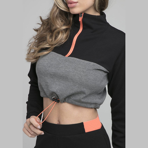 เสื้อครอปมีฮู้ดและสเวตเตอร์ของผู้หญิงเสื้อครอปแบบผูกเชือกแนวโบราณ - Product Image 1