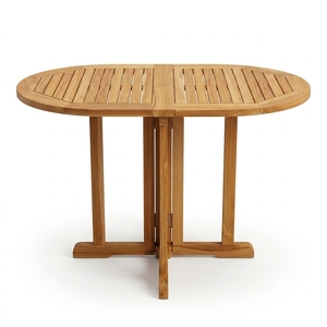 Outdoor <b>Folding</b> Teak Wood <b>Dining</b> Set <b>Folding</b> Oval <b>Table</b> <b>Chairs</b> Solid Wooden Bistro Set Patio Garden Furniture Setup Art Decor - Product Image 1