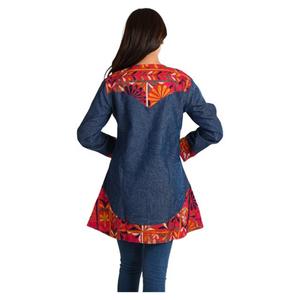 Veste de travail en jean avec broderie miroir Veste de fête pour femme Veste en jean longue Manteau vintage Tenue tendance - Product Image 6