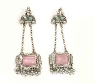 ต่างหูหินสีเงินออกซิไดส์สำหรับผู้หญิงสไตล์วินเทจคอลเลกชันต่างหูที่สวยงามจัดส่งฟรี - Product Image 3