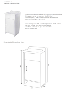 Lavabo de lavandería de PP con apertura de una sola puerta moderno, armario de PVC Rectangular rentable, lavabo de baño de montaje único - Product Image 2