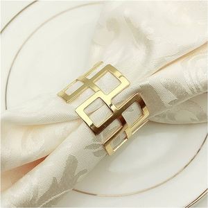 Anneaux de serviette créatifs, modernes, dorés, classiques, écologiques, en acier inoxydable/aluminium, de luxe, personnalisés pour la décoration de mariage et de fête - Product Image 6
