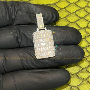 Dazzling hip hop 10K สีขาวทอง dogtag จี้ Baguette VVS ชัดเจนห้องปฏิบัติการปลูกเพชร unisex เครื่องประดับเครื่องประดับงานเลี้ยง - Product Image 2