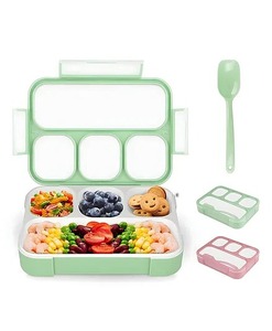 Suministro directo de fábrica de fiambrera de plástico de 4 compartimentos para niños Una caja para cada bocado Compartimentado Conveniente Bento Box - Product Image 1