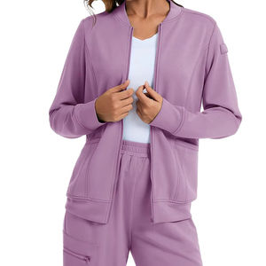 Veste de travail médicale pour femmes et hommes, manches longues, fermeture éclair, veste respirante pour infirmière, polaire légère pour un mouvement facile - Product Image 2