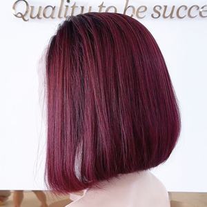 Color Borgoña Bob PELUCAS CABELLO humano mujeres pelucas hueso recto 100% cabello crudo vietnamita - Product Image 3