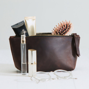 Neceser de Maquillaje de Cuero Genuino para Mujer, Bolsa de Viaje de Cuero Marrón Personalizada, Kit de Aseo, Organizador de Viaje - Product Image 6