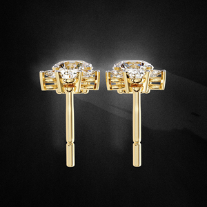 ต่างหูทอง14K สีเหลืองลูกแพร์ทรงกลมตัดเพชรเม็ดเพชรมาร์คีส์ซาไนต์ต่างหูดีไซน์สวยสง่างาม - Product Image 6