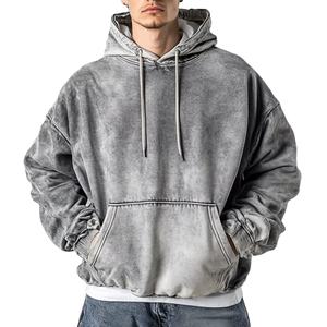 Sudadera con capucha de lavado ácido de punto GSM 400 de alta calidad para hombre 100% algodón de gran tamaño ajuste largo invierno High Street Style2026 - Product Image 5
