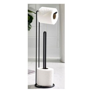Soporte de papel higiénico Soporte de rollo de papel higiénico de baño Soporte con soporte de papel higiénico de pie de reserva con almacenamiento - Product Image 4