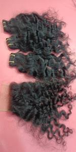 100 grammes d'extensions de cheveux vierges indiens ondulés naturels faisceaux de tissage de cheveux avec longueur étirée pouces - Product Image 6