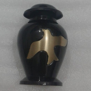 Small Cremation Urn with Engraved Golden Bands - 100% Handcrafted Urn -Solid Metal <b>Large</b> Urn for Human Ashes by AYAANS - Product Image 4