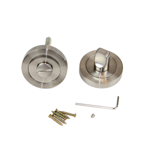 Set di 5 serrature per mobili con rosetta rotonda diametro 50 mm nichel satinato per porte interne materiale Zamak - Product Image 3