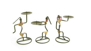Juego de candelabros negros mate de 6 pulgadas Bunda Lady de 3 piezas de bastón tejido para decoración del hogar - Product Image 4