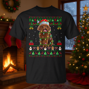 T-shirt de Noël Toy Poodle style pull moche, design de Noël pour les amoureux des chiens, noir - Product Image 3
