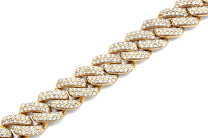 Premium 14K White Gold Cuban Link <b>Bracelet</b> Two-Row Iced Out Diamond Jewelry Celebrity Luxury Hip Hop <b>Chain</b> - Product Image 4