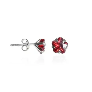 Boucles d'oreilles clous en argent 925 avec pierres précieuses rouges, tendance, coupe poire, rubis, émeraude, zircon, poli miroir, pour cadeau de fiançailles, bijoux pour femmes - Product Image 1
