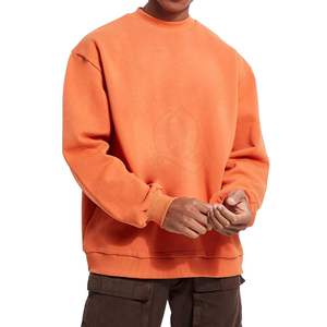Sudadera Extra Grande Color Naranja Brillante para Hombre, Hombros Caídos, Felpa de Algodón Grueso, Sudadera con Estampado Personalizado, Ropa Urbana - Product Image 3