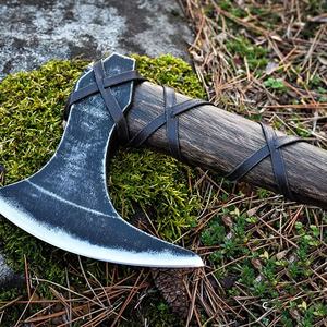 Wholesale Customized OEM ODM Cutlery Factory Hot Selling Hand Forged High Carbon Steel Etched Viking Leather Sheath Hatchet <b>Axe</b> - Product Image 2