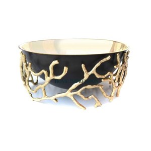 Cuenco decorativo de acero inoxidable de lujo con base en forma de rama de Metal Chip de Color dorado y cuenco de inmersión para acabado personalizado al por mayor - Product Image 3