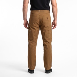 Pantalon de charpentier en toile de coton avec poches zippées, logo personnalisé brodé, OEM, vente en gros - Product Image 2