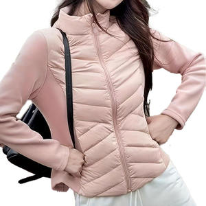 Chaqueta Acolchada Ligera para Mujer con Mangas de Punto, Cierre de Cremallera, Corte Ajustado, para Uso Diario en Otoño e Invierno - Product Image 1