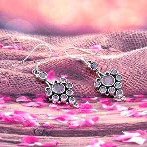 ต่างหูเงินสเตอริ925พร้อมพลอยทับทิมสีชมพูธรรมชาติน้ำหนักเบาเครื่องประดับแต่งงานสีโรสโกลด์ของขวัญที่สมบูรณ์แบบสำหรับเธอ - Product Image 1