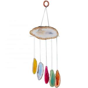 Wind Chime ชิ้น Agate Geode คริสต์มาสตกแต่งศิลปะและหัตถกรรมที่มีสีสันธรรมชาติอาเกตชิ้น Wind Chimes สำหรับตกแต่งบ้าน - Product Image 2